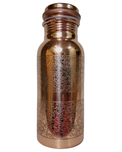 Botella de Cobre con Diseño Floral - Purificación del Agua y Energía Vital