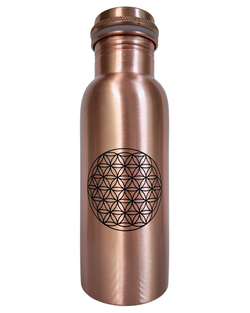 Botella de Cobre Flor de la Vida - Energía Vitalidad y Protección