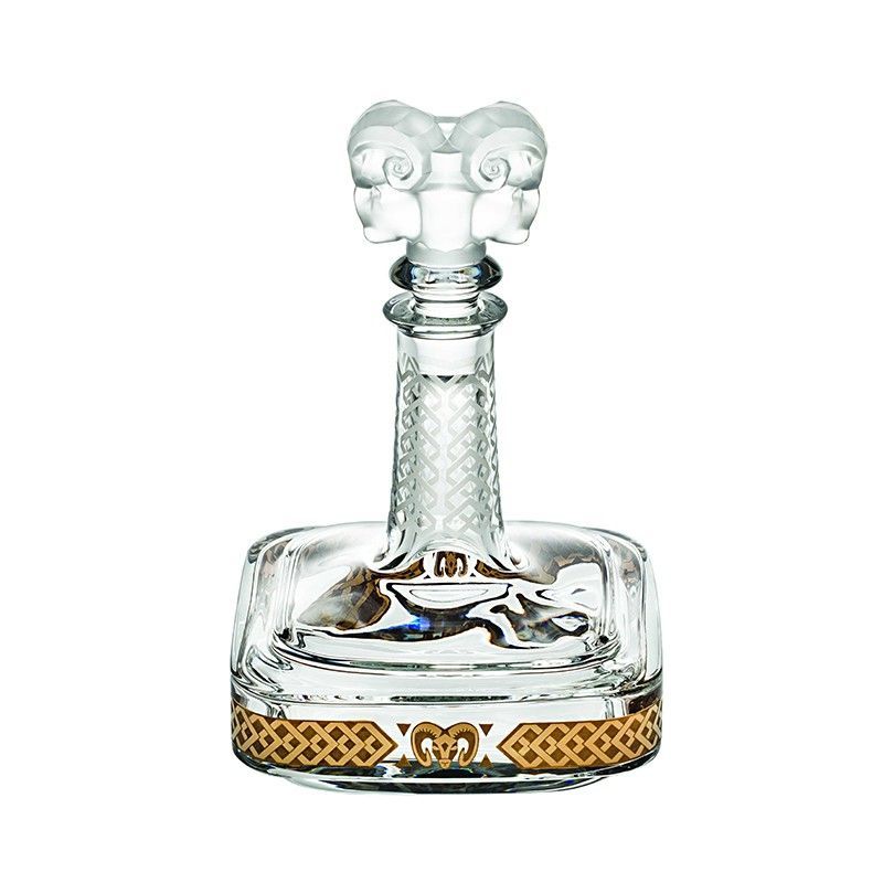 Botella de cristal dorada y transparente, 16,5 x 16,5 x 24 cm | Aríete