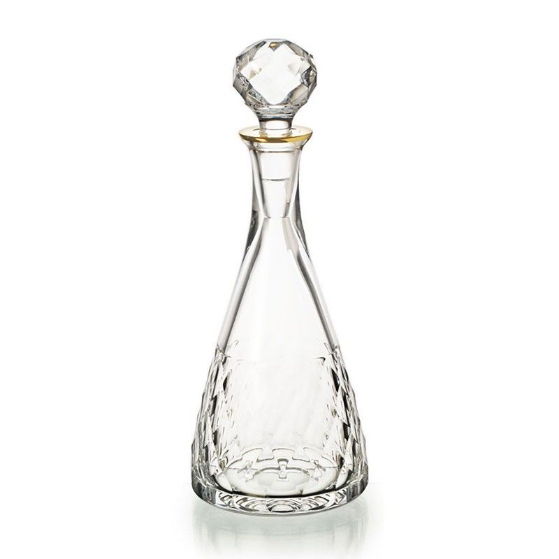 Botella de Vino de Cristal Palazzo Gold Dorado, Ø12,8x32,6cm