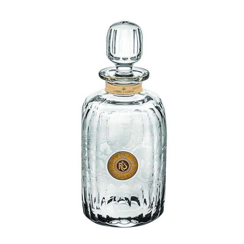 Botella de whisky Areni de cristal y oro transparente y dorada, Ø 15 x 23 cm | My Rare Spirits