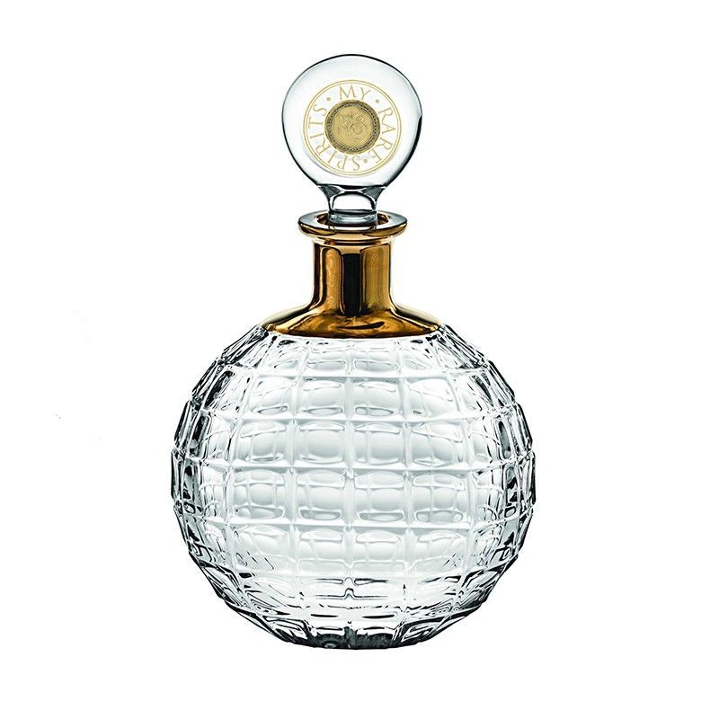 Botella de whisky Century de cristal y oro transparente y dorada, Ø 10 x 17,5 cm | My Rare Spirits