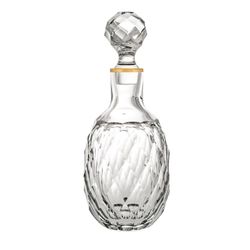 Botella de whisky de cristal transparente y dorada, Ø 6,5 x 26 cm | Palazzo Gold