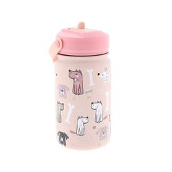 Botella Termo 330 ml Infantil con Pajita Pink Puppy Creative Story