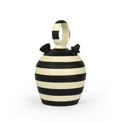 Botijo de Arcilla Crema/Negro, Ø23x38cm