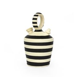 Botijo de Arcilla Crema y Negro, Ø17x31 cm