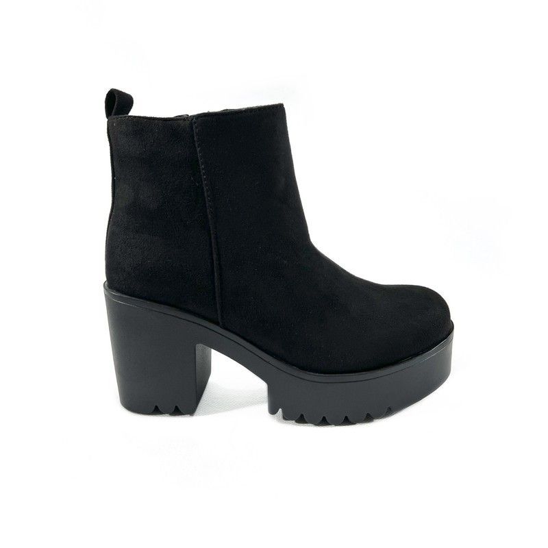 Botín Meral Negro Con Tacón Ancho