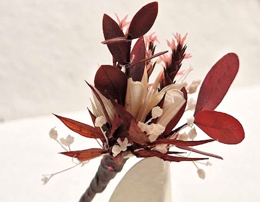 Botón de Flor para Boda Hojas