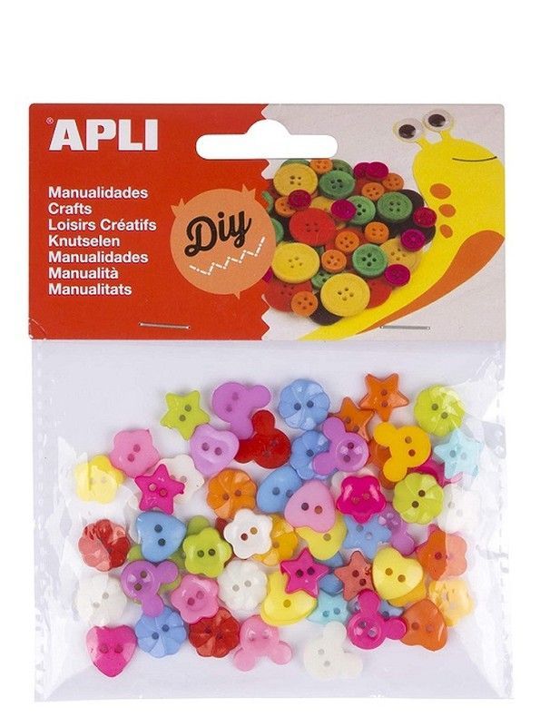 Botones de plástico colores surtidos 60 und.