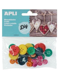 Botones madera colores surtidos 30 und.