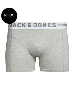 Boxer elástico liso con banda contrastada blanca y letras branding Jack & Jones Light Grey Mela