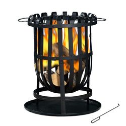 Brasero de exterior, 40 x 40 x 53 cm, de hierro forjado en negro | Colección Dana