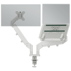 Brazo dual para monitor y portátil Leitz Ergo SpaceSaving, gris