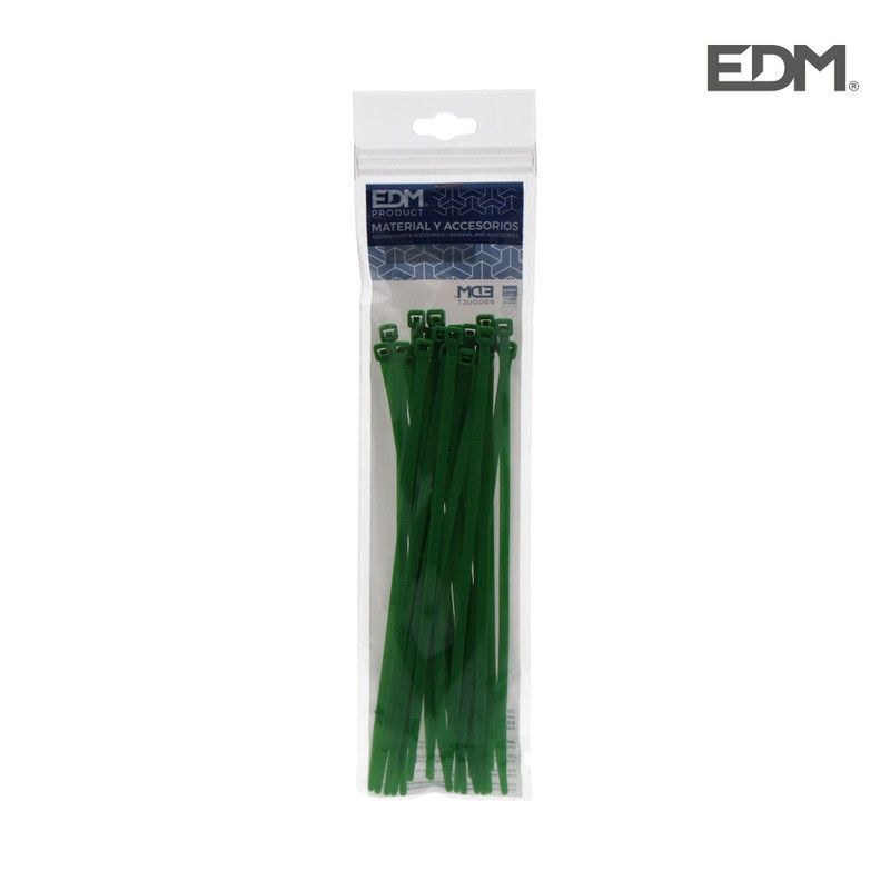 Bridas verdes 380x4,8mm envasadas (bolsa 25 unid.) Edm
