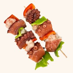 Brochetas Pulpo Cocido/langostino y Verduras 150gr c/u