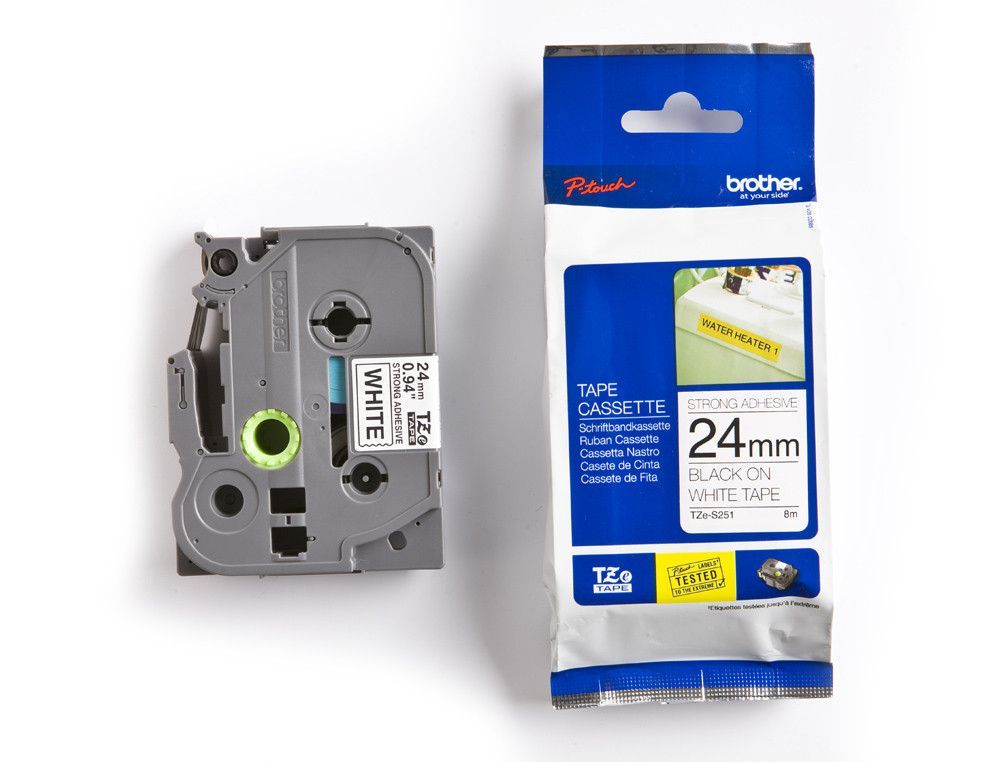 Brother cinta rotuladora tzes251 8m 24mm negro/blanco tzes251