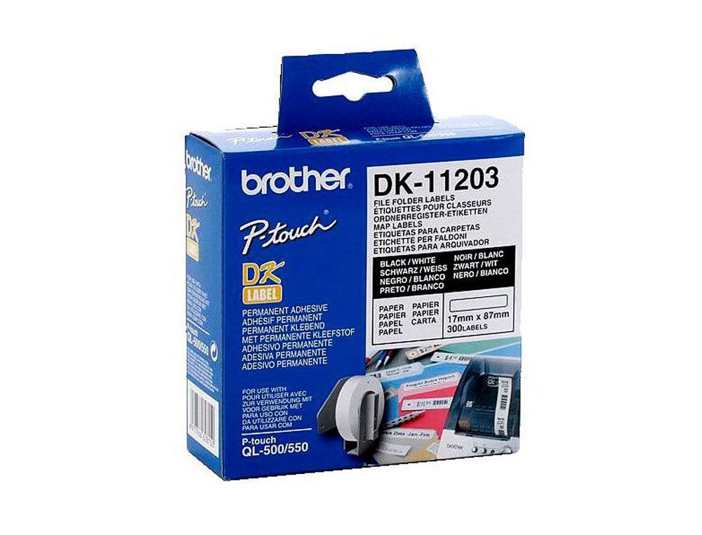 Brother etiqueta precortada dk11203 300ud 17x87mm blanco dk11203