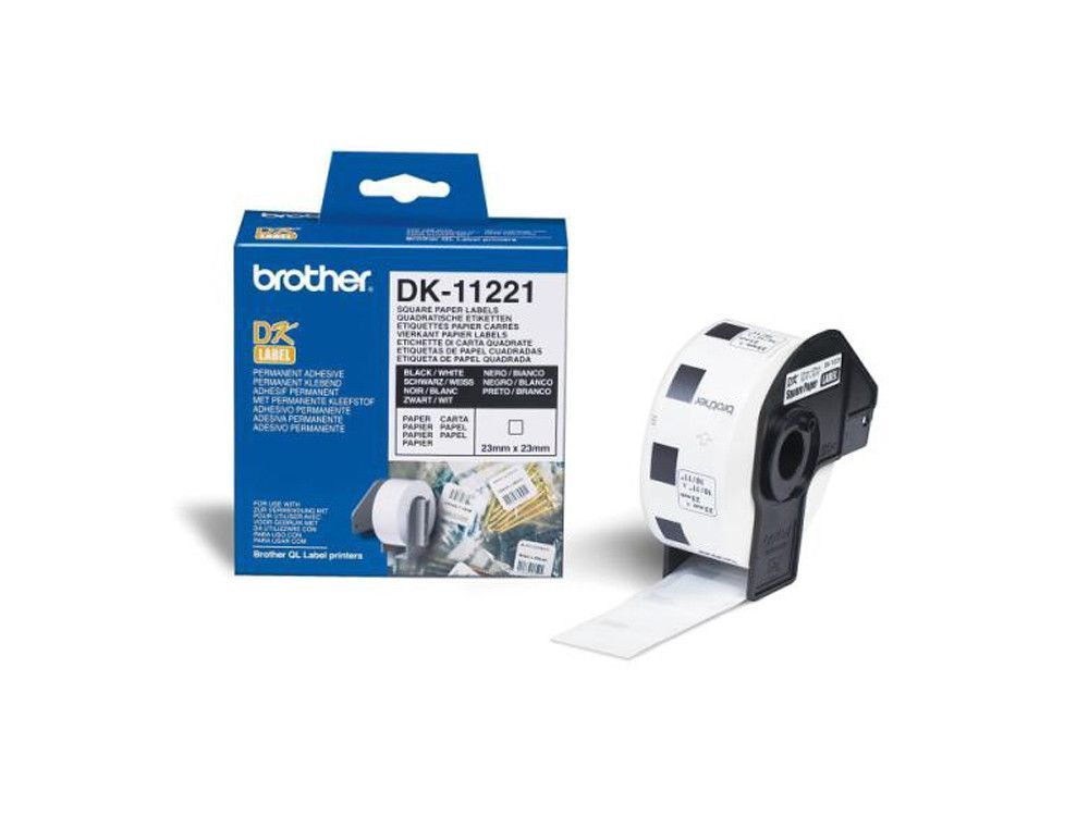 Brother etiqueta precortada dk11221 1000ud 23x23mm blanco