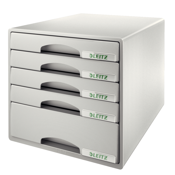 Bucs de cajones Leitz Plus. 5 cajones (4 pequeños y 1 grande), gris