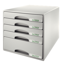 Bucs de cajones Leitz Plus. 5 cajones (4 pequeños y 1 grande), gris