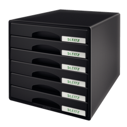 Bucs de cajones Leitz Plus. 6 cajones (pequeños), negro