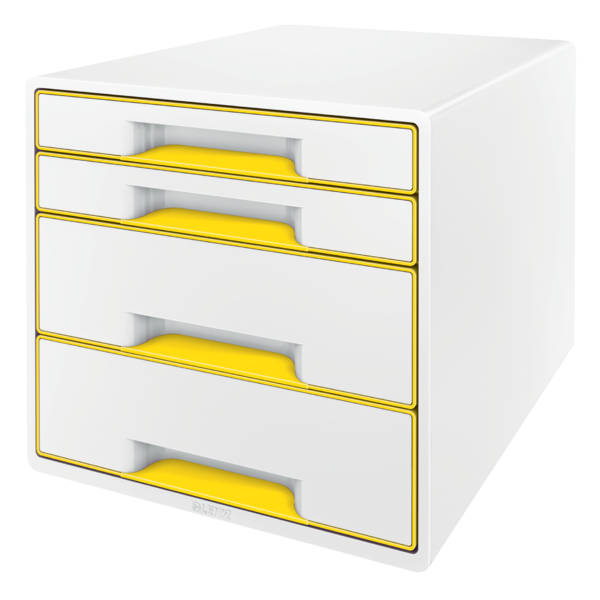 Bucs de cajones WOW Desk Cube 4 cajones (2 grandes y 2 pequeños), amarillo /blanco