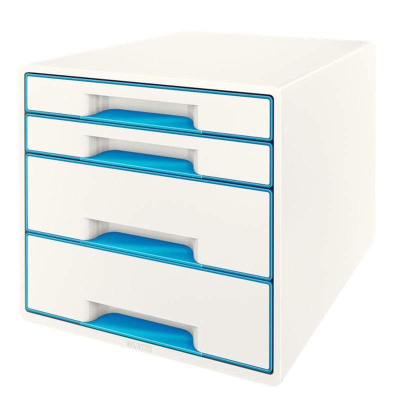 Bucs de cajones WOW Desk Cube 4 cajones (2 grandes y 2 pequeños), azul /blanco