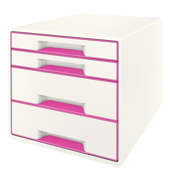 Bucs de cajones WOW Desk Cube 4 cajones (2 grandes y 2 pequeños), fucsia /blanco