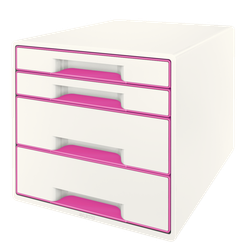 Bucs de cajones WOW Desk Cube 4 cajones (2 grandes y 2 pequeños), fucsia /blanco
