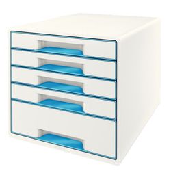 Bucs de cajones WOW Desk Cube 5 cajones (1 grande y 4 pequeños), azul/blanco