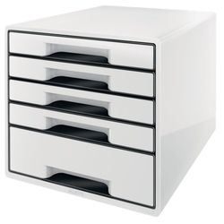 Bucs de cajones WOW Desk Cube 5 cajones (1 grande y 4 pequeños), negro/blanco