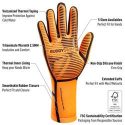 Buddyswim Guantes Neopreno Trilaminate Warmth 2.5  Naranja