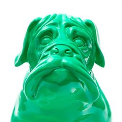 Bulldog de poliresina verde, 46x21x30 cm