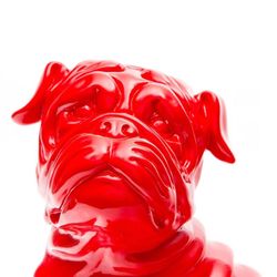 Bulldog sentado, 30  x  20  x  34 cm, de poliresina rojo