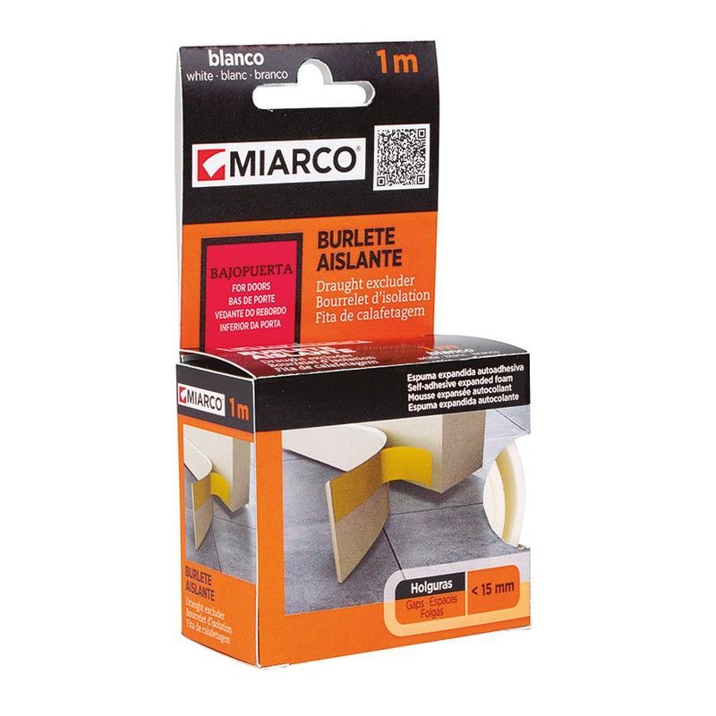 Burlete bajo puerta umbral MIARCO. Burlete Esp.Umbral Marrón 1M/38Mm