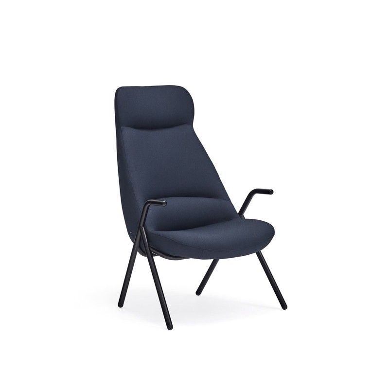 Butaca alta de tejido en azul oscuro, 83 x 81 x 114 cm | Dins