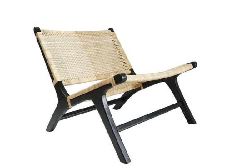 Butaca teca negro y ratan natural