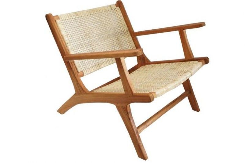 Butaca teca y ratan Natural