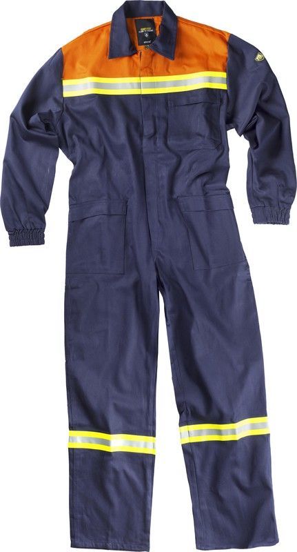 Buzo ignífugo con cinta reflectante 100% Algodón Marino / Naranja