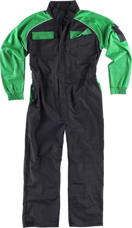 Buzo recto con cuello de tira, mangas Negro / Verde Pistacho