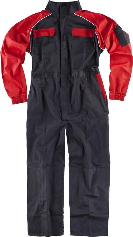 Buzo recto con cuello de tira Negro / Rojo