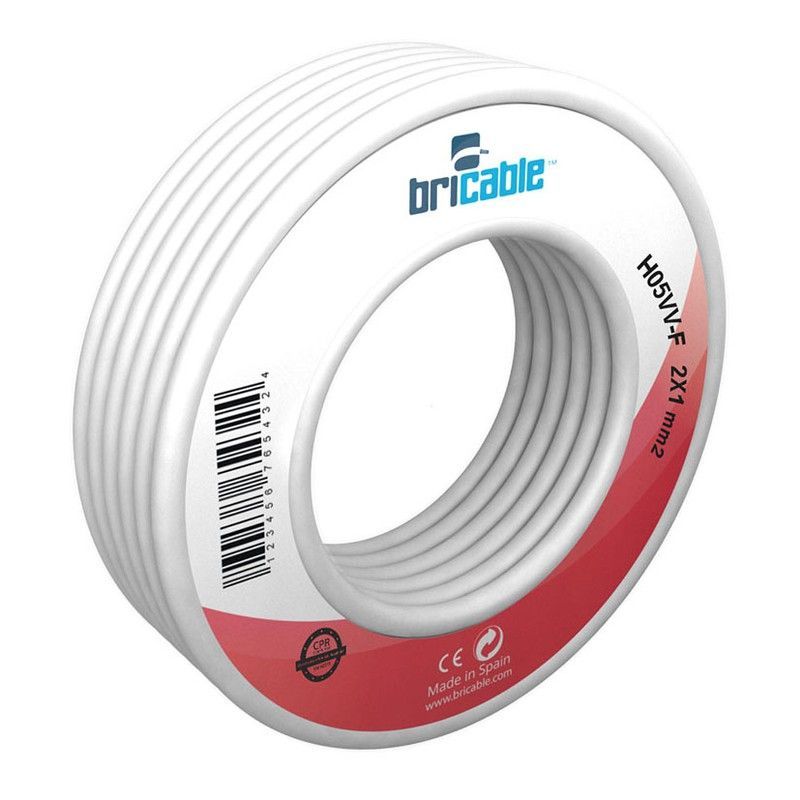 Cab.Elect 2X1,0 Ø Blanc 25M