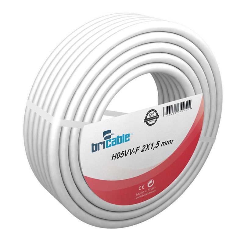 Cab.Elect 2X1,5 Ø Blanc 100M