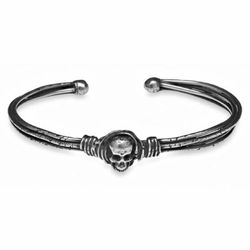 CAB24B Pulsera Plata de Palo unisex de plata con calavera