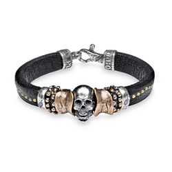 CAB37B Pulsera Plata de Palo calavera Skull hombre