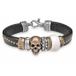 CAB37F Pulsera unisex Plata de Palo calavera bronce