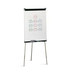 Caballete melamina blanca con estructura metálica 70x102 cm.