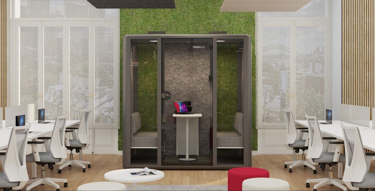 Cabina Box de 4 Plazas - Diseño Moderno en Metal Antracita