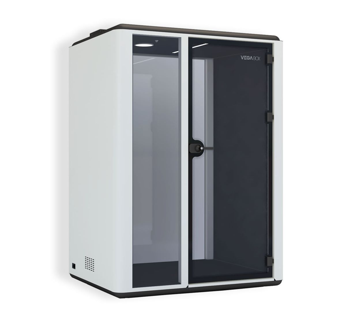 Cabina Box Mejorada con 2 Plazas o 1 Plaza Workstation, Exterior Metálico Blanco