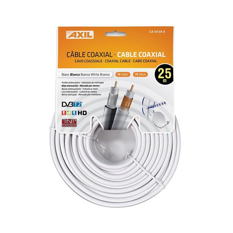 Cable coaxial antena TV AXIL Cable Coaxial En Bobina Colgante 25 M.